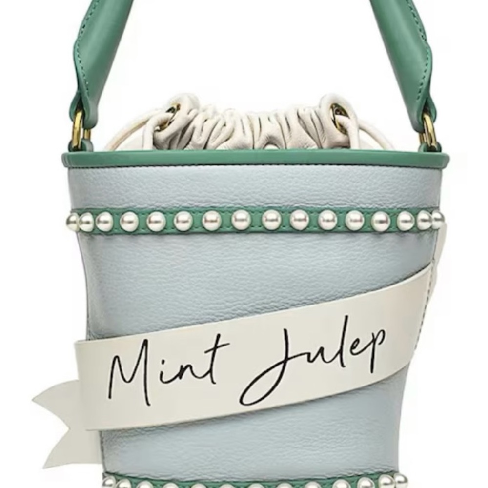 Kentucky Derby Mint Julep Bucket Bag - Green and White
